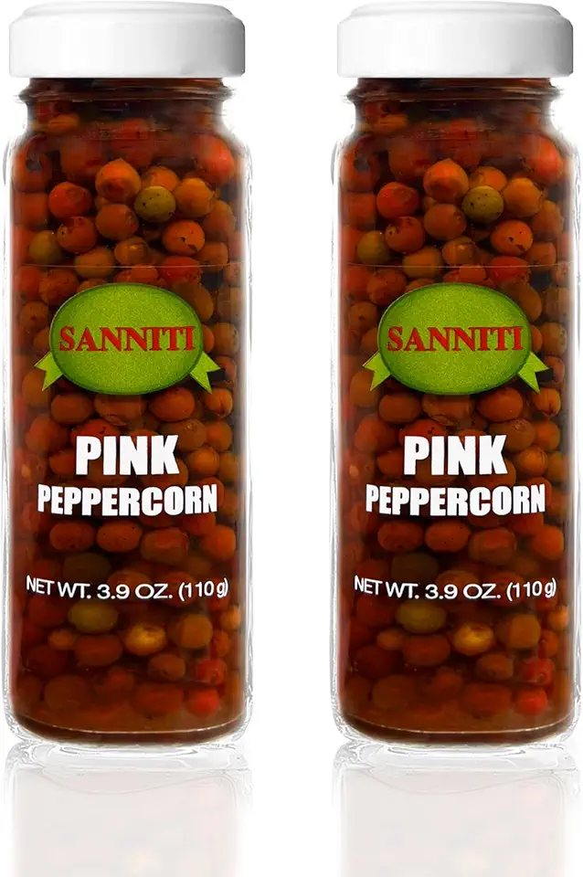 Sanniti Pink Peppercorns in Brine | Imported from Spain | Great for Sauces, Soups, Meats and Light Dishes, 3.9 oz (Pack of 2)