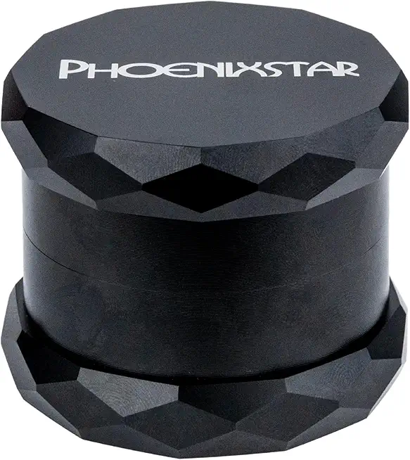 Large spice &amp; herb grinder, 2.5 inch, Diamond design. (Black Titanium), PSG24