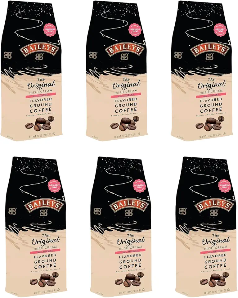 Baileys Original Irish Cream Flavored Medium Roasted Ground Coffee - 10 Ounce Bag (Pack of 6)