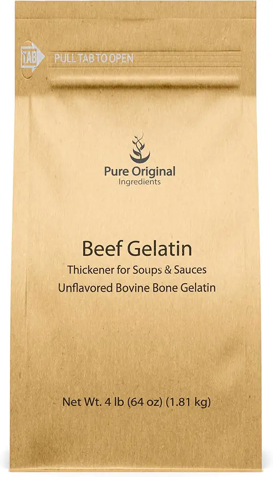 Pure Original Ingredients Beef Gelatin (4 lb) Bovine Beef Gelatin, Thickener, Soups &amp; Sauces