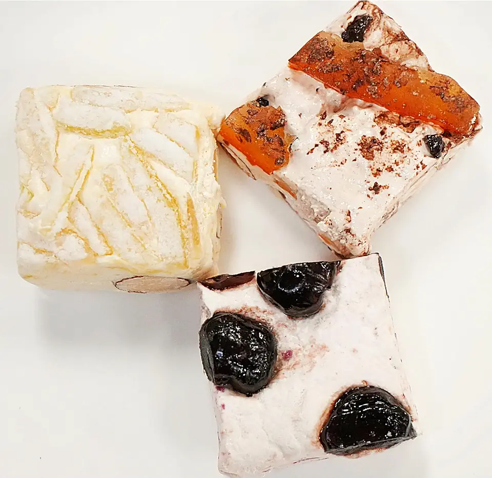 Andy Anand Roasted Almond Soft Nougat Brittle, Cherry, Chocolate Orange &amp; Lemon, 10 bite-sized wrapped pieces, flown from Italy for a delectable taste experience, and it&#x27;s gluten-free 7 Oz