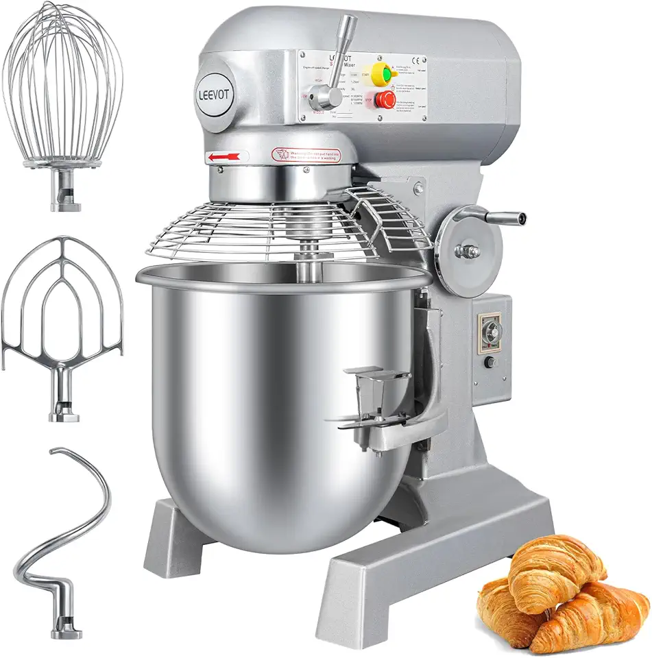 30Qt 1250W Commercial Food Mixer, Commercial mixer 3-Speed Adjustable Heavy Duty Stand Mixer with Stainless Steel Bowl for Bakery Pizzeria. (standard)