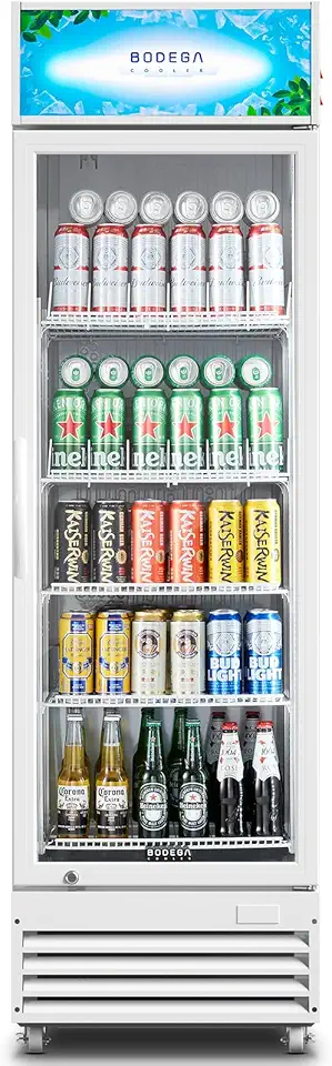 BODEGACOOLER Commercial Merchandiser Refrigerator 12.5 Cu.Ft Commercial Display Refrigerator,Glass Door Display Fridge,LED Light,Adjustable Shelves,Commercial Beverage Cooler,White