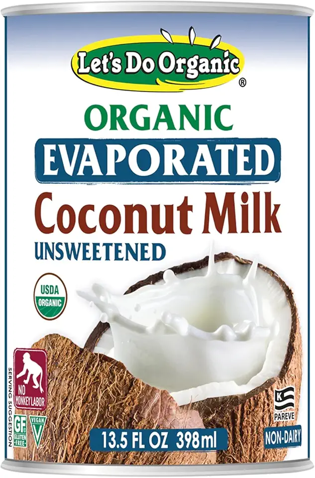 Lets Do Organic Evaporated Coconut Milk Unsweetened - Evaporated Milk Organic, Coconut Milk Canned, Unsweetened Coconut Milk - 13.5 Ounce (Pack of 12)