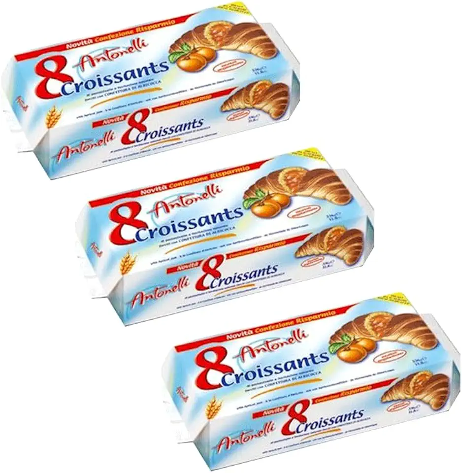 Antonelli Apricot Croissants 400g (3 Pack) - Delicious Flaky Pastry Filled With Juicy Apricot Jam - Perfect Breakfast Or Snack Option