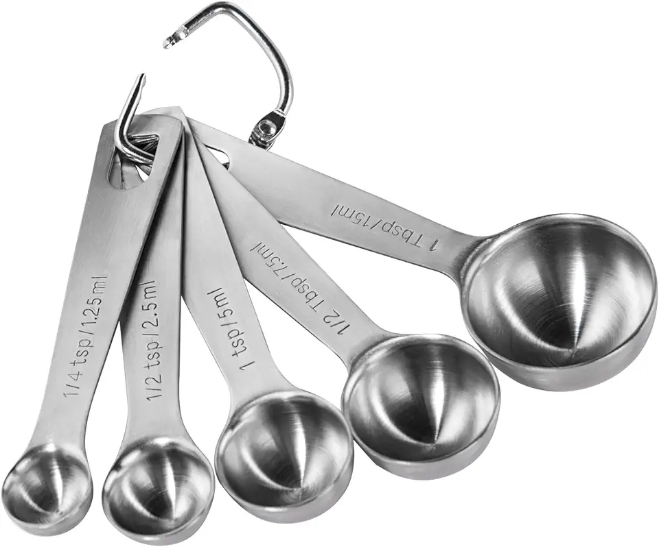 U-Taste Teaspoon Tablespoon Measuring Spoons: 18/8 Stainless Steel Measure Scoop Set of 5, 1/4 TSP, 1/2 TSP, 1 TSP, 1/2 TBSP &amp; 1 TBSP, Metal Kitchen Measurement Utensil for Dry and Liquid Ingredients