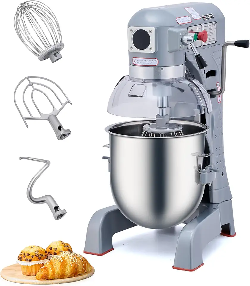 30 qt Commercial Mixer, 1100W 3 Speed Commercial Food Mixer with Dough Hook Beater Whisk, Heavy Duty Commercial Stand Mixer with Stainless Steel Bowl for Bakery Pizzeria Restaurant, ETL Listed