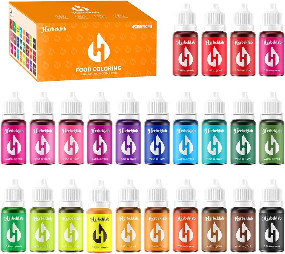 Food Coloring Liquid - Food Coloring for Slime Water Based Food Dye 24 Colors x 10 ml Liquid Food Coloring Set Concentrated Food Color for Baking Icing Cake Decorating Easter Egg - 8.4 Fl Oz