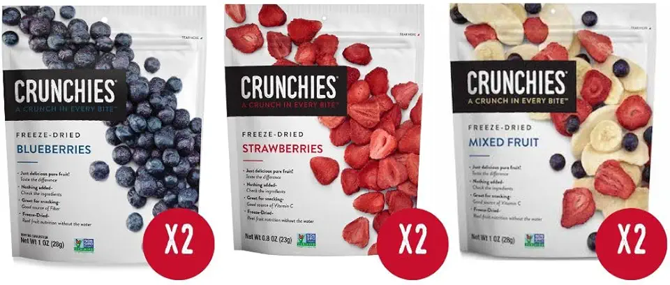 Crunchies Freeze-Dried Fruits, 100% All Natural Crispy Fruit, Non GMO and Kosher, Resealable Freeze Dried Fruit Snack Packs (Very Berry Variety Pack)