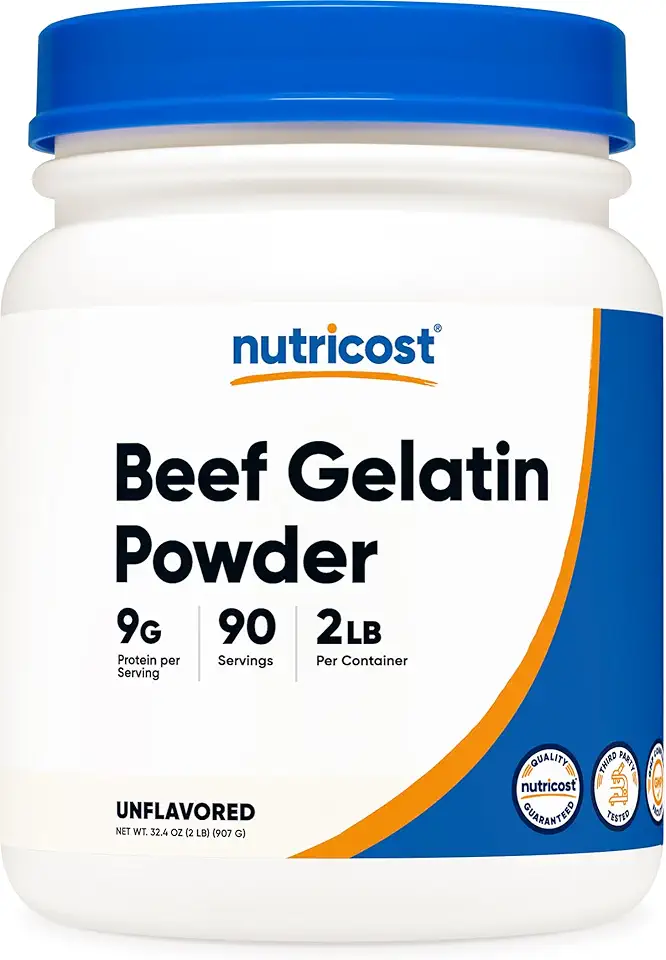 Nutricost Beef Gelatin Powder (2 LB) (Unflavored) - 9 G Protein Per Serving, Drink Mix and Natural Liquid Thickener, Non-GMO, GMP Compliant, Gluten Free