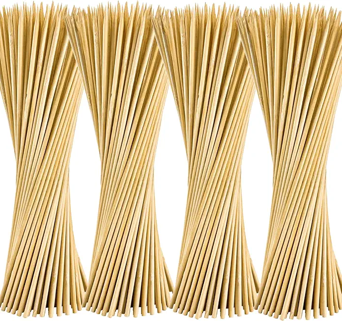 400PCS Natural Bamboo Skewers, Φ=4mm - 12 Inch Wooden Skewers for BBQ, Appetizers, Fruit, Cocktail, Grilling, Kabob, Chocolate Fountain - Thick Skewer Sticks for Party, Kitchen, Craft, Bouquet