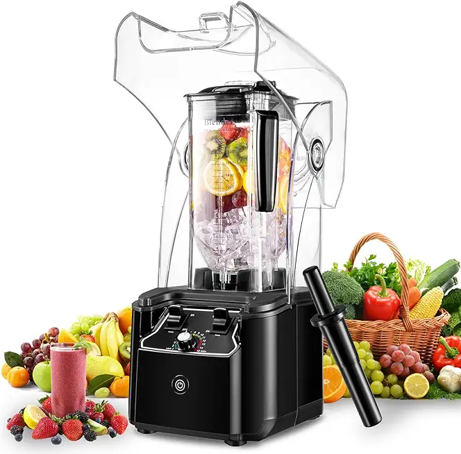 Professional Blender for Kitchen, 2200W, 80oz Pitcher, 15 Speeds, Commercial Heavy Duty Quiet Blender for Smoothies, Shakes, Frozen Drinks, Puree and Ice Crush, Self-Cleaning, Black