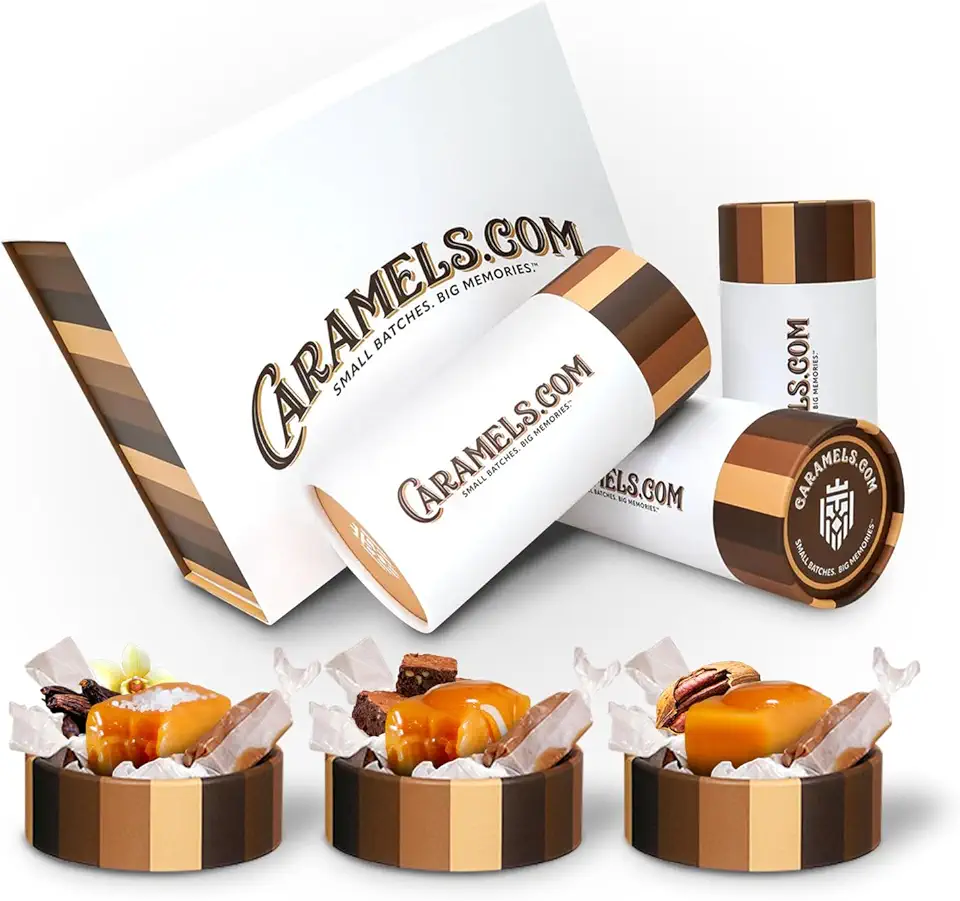 Caramels.com Caramel Cream Candy Gift Set – Butter Pecan, Chocolate Brownie, Sea Salt Vanilla (Pack of 3)