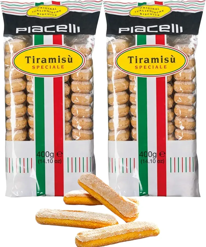 PIACELLI Ladyfingers Tiramisù Speciale - Authentic Italian Sponge Lady Fingers for Tiramisu – Traditionally Baked Ladyfinger Cookies Ideal for Tiramisu, Trifles and More - 2 Pack (400g/14.11oz Each)