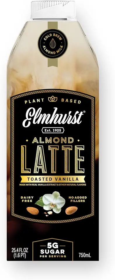 Elmhurst Milked Toasted Almond Vanilla Latte 25.4 Ounce (Pack of 6)