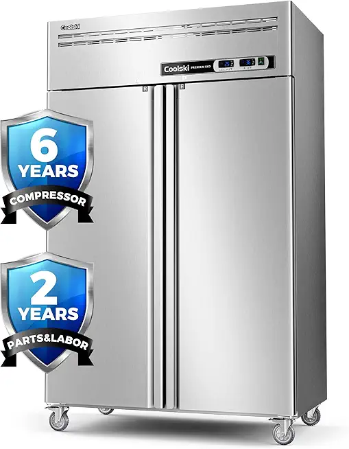 48&quot; W Commercial Refrigerator 2 Door, 36 Cu.ft Reach In Fan Cooling Commercial Refrigerator and Freezer Combo for Restaurant Kitchen Cafe School Garage Food Truck Church