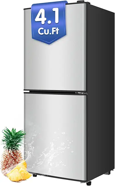 Small Refrigerator with Freezer, 4.1 Cu.Ft. Compact Mini Refrigerator with Freezer on bottom, large mini fridge for Apartment, Dorm, Office, Family, Basement, Garage