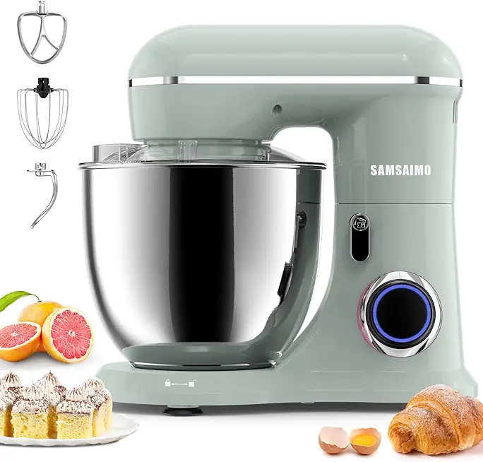 3-IN-1 Electric Stand Mixer, 660W 10-Speed With Pulse Button, Attachments include 6.5QT Bowl, Dough Hook, Beater, Whisk for Most Home Cooks, Molandi Green