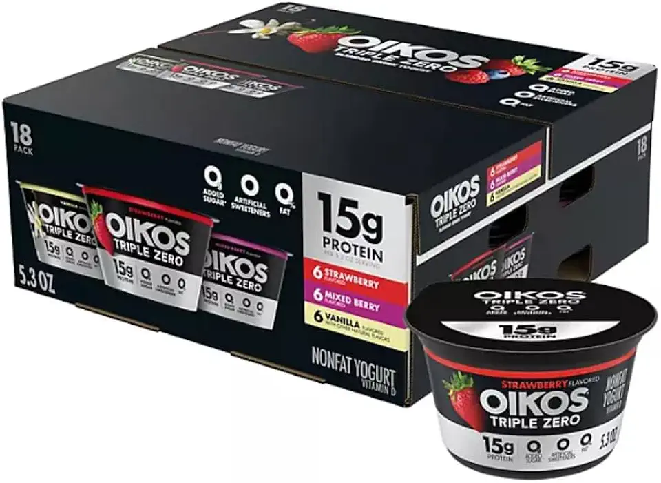 Triple Zero Nonfat Blended Greek Yogurt Variety Pack 5.3 oz., 18 ct.