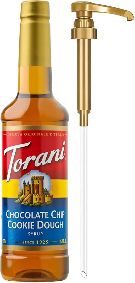 Torani Coffee Syrup, Chocolate Chip Cookie Dough Flavored Syrup for Drinks, Pump Included, 25.4 Fl Oz