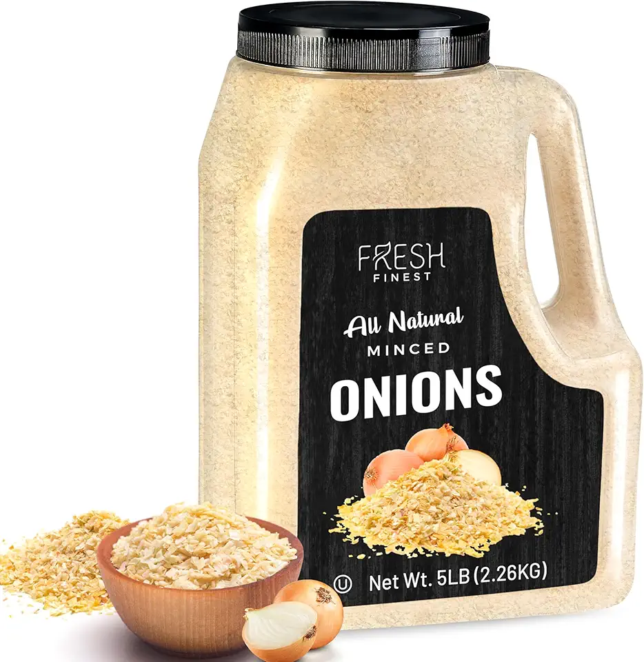 Fresh Finest Minced Onions 4 lb. Bulk Dehydrated Onions, Kosher Certified, Non-GM Best for Vegetables, Meats, Rubs and Dressings, 4 LB (1.81kg)