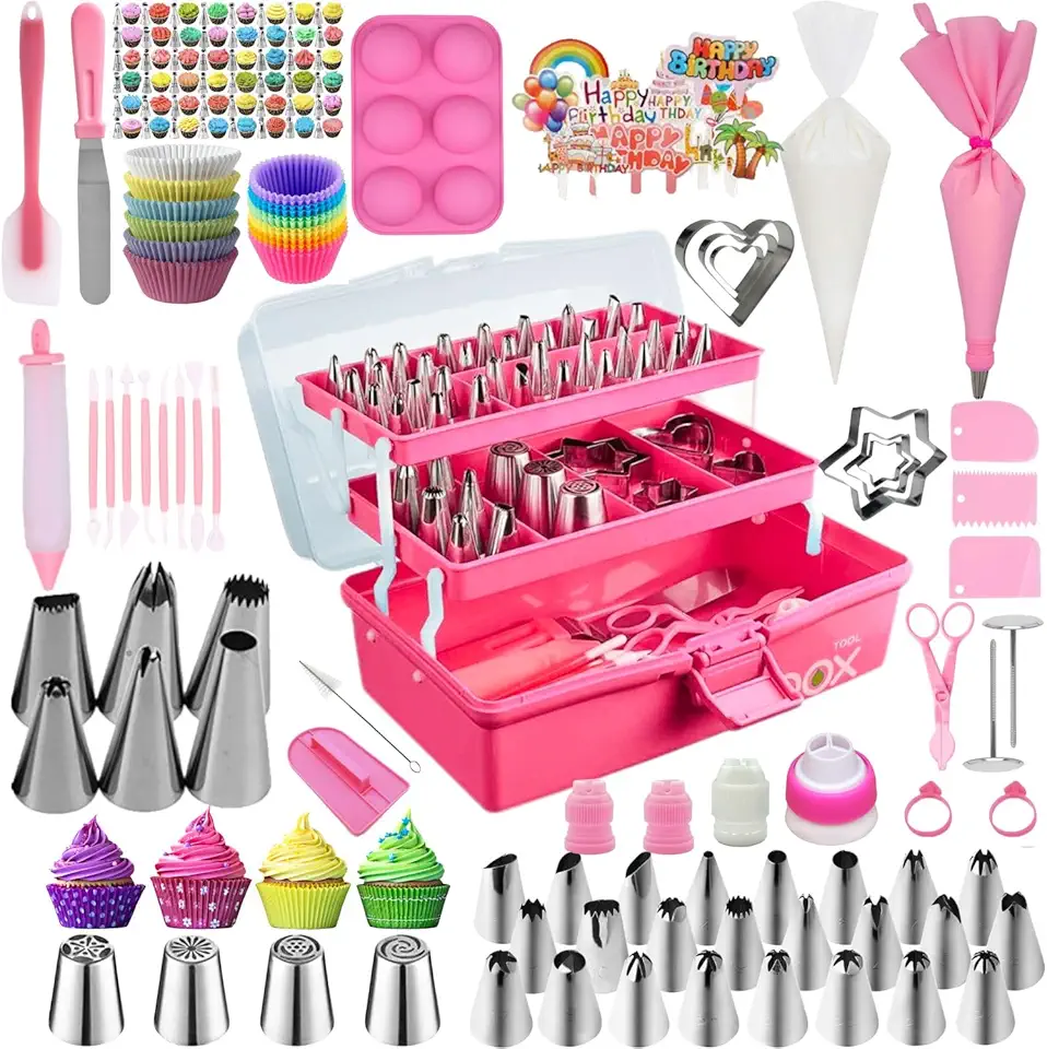 Tingjia Cake Decorating Tools Supplies Kit: 274pcs Baking Accessories with Storage Case - Piping Bags and Icing Tips Set - Cupcake Cookie Frosting Fondant Bakery Set for Adults Beginners