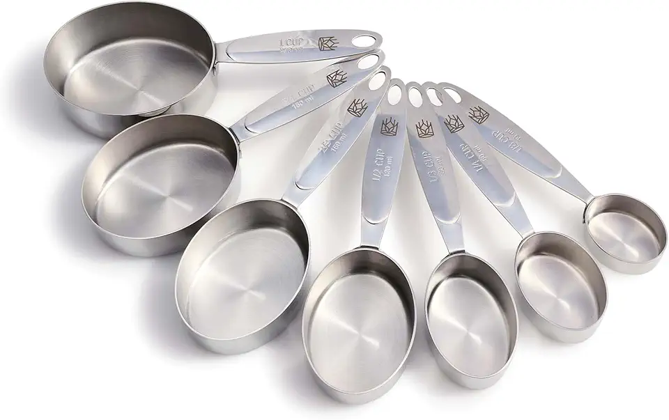 King Arthur Baking Company Easy Scoop Oval Measuring Cups, 18/8 Stainless Steel, 7-Piece Set