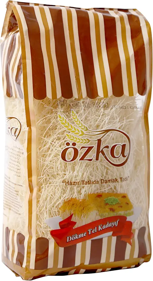 ÖZKA Premium Kataifi Shredded Phyllo Dough, Dried &amp; Chopped for Viral Dubai Chocolate, Baklava, and Kunafa, Authentic Kadayif Pastry - 500g (1.1 lb)