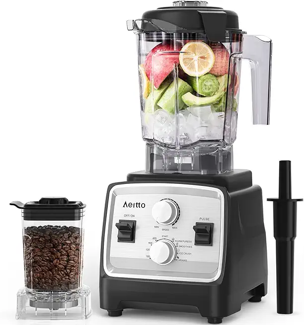 Aeitto Blender, Blenders for Kitchen with 1800W Motor, 68Oz. Large Capacity, 2-in-1 Blender &amp; Grinder Combo, BPA-Free Countertop Professional Blender for Smoothies, Ice Crush, Frozen Drinks, Silver