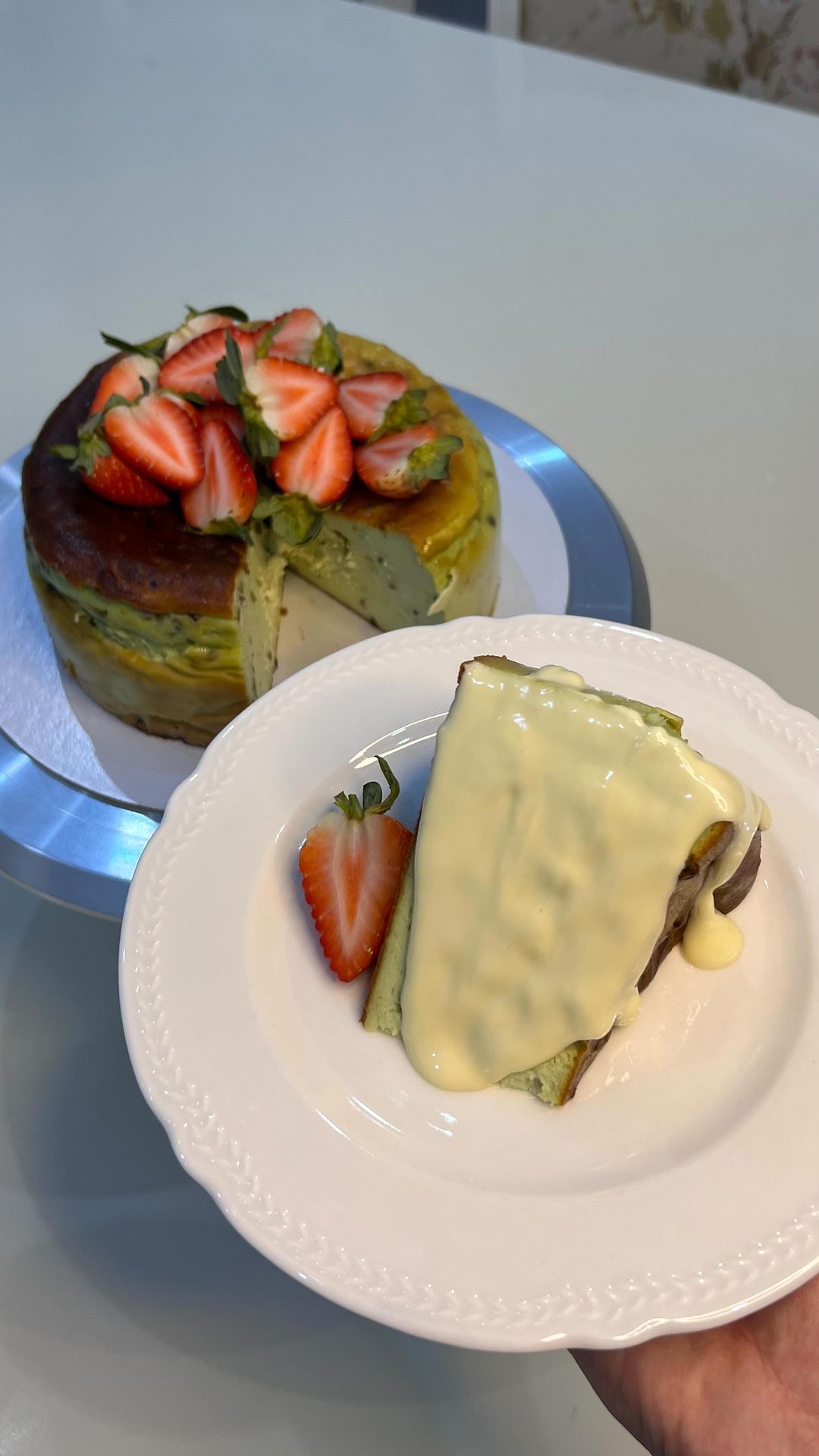 Delicious Pistachio Spanish Cheesecake