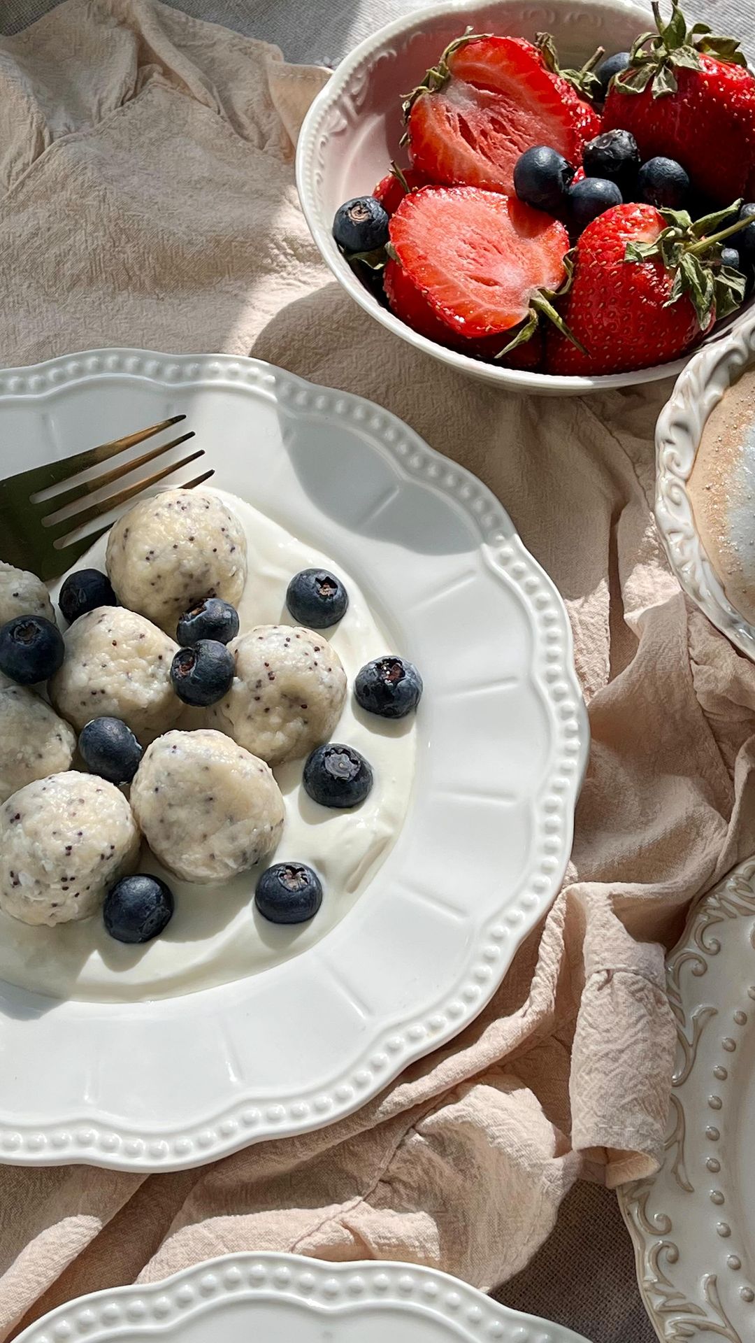 Lazy Dumplings with Poppy Seeds and Blueberries