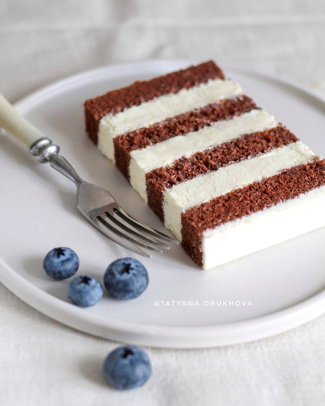 Delicate chocolate chiffon cake with white chocolate cream cheese