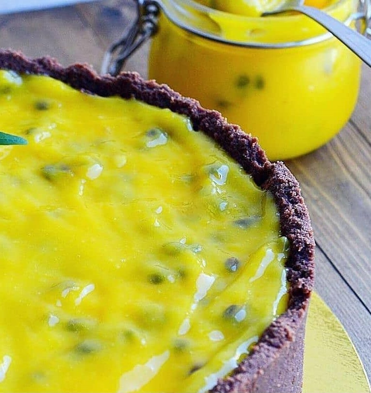Bright passion fruit curd