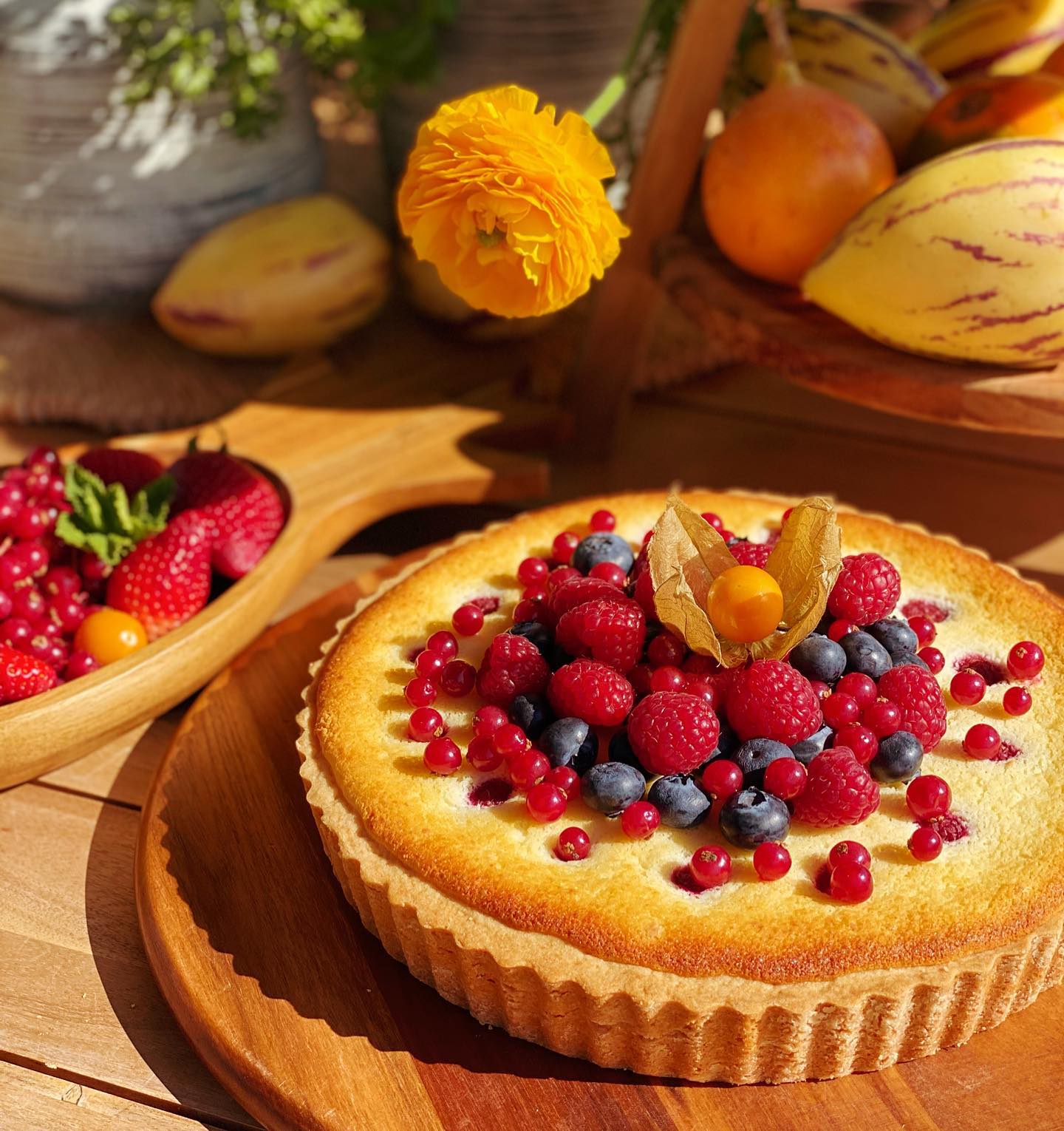 Cottage cheese tart with fresh berries