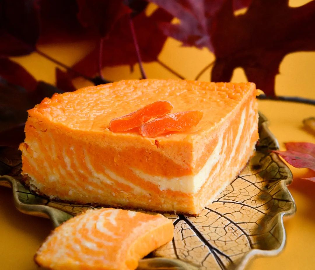 Striped pumpkin cheesecake with cottage cheese