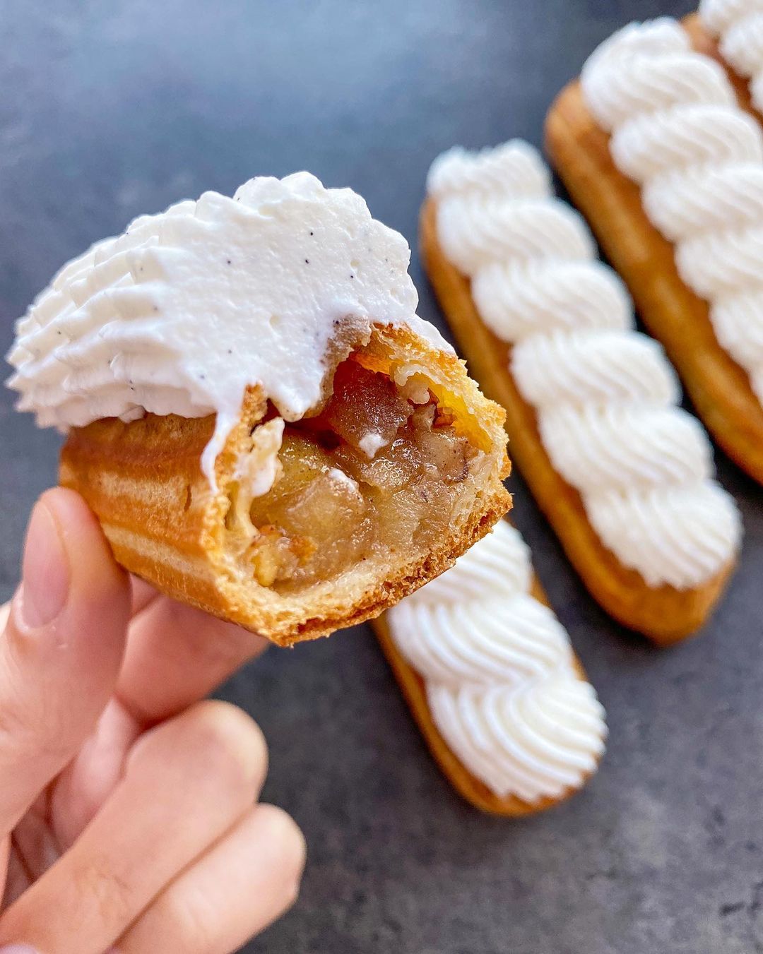 Apple strudel filling for the eclairs