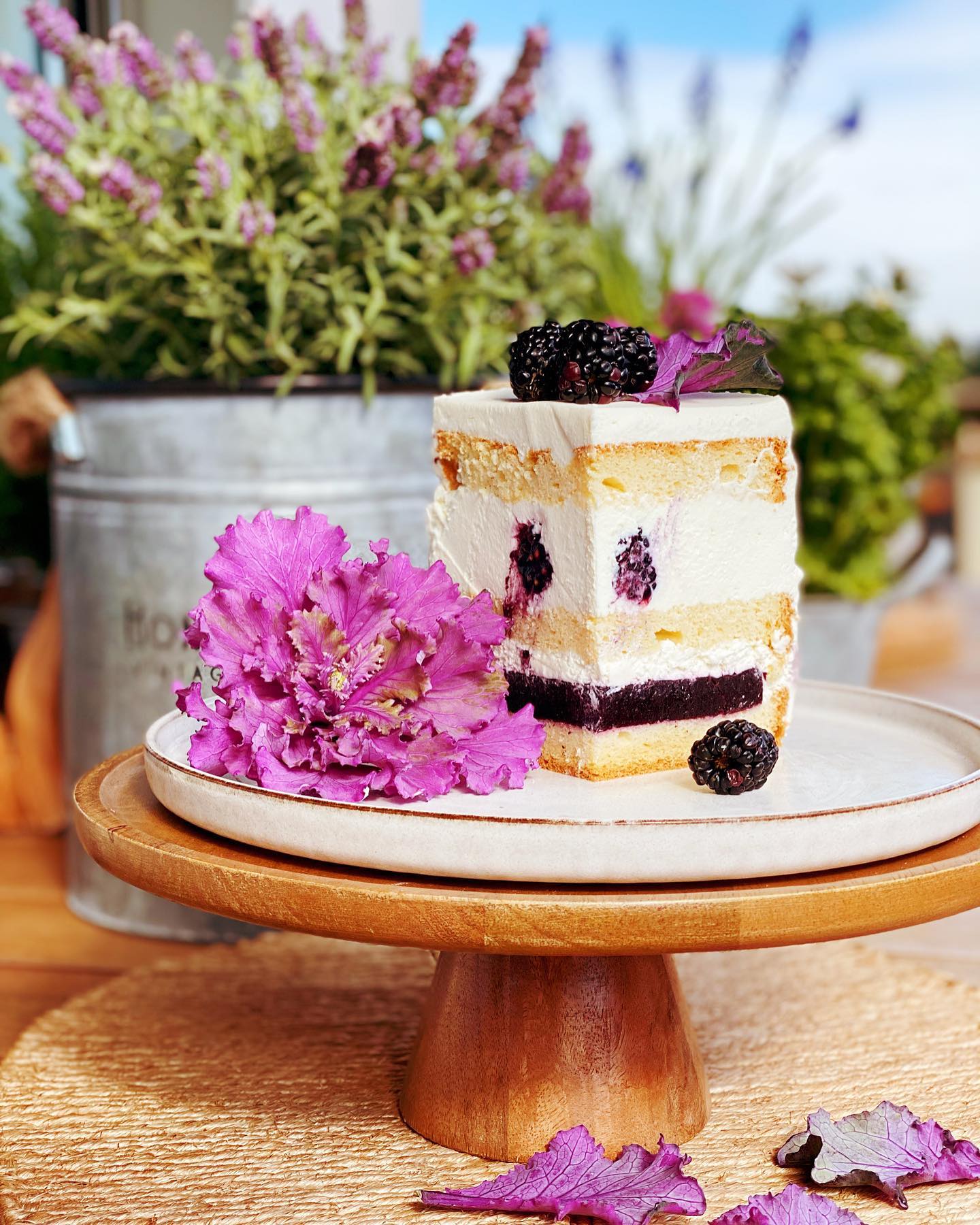 Blackberry souffle cake