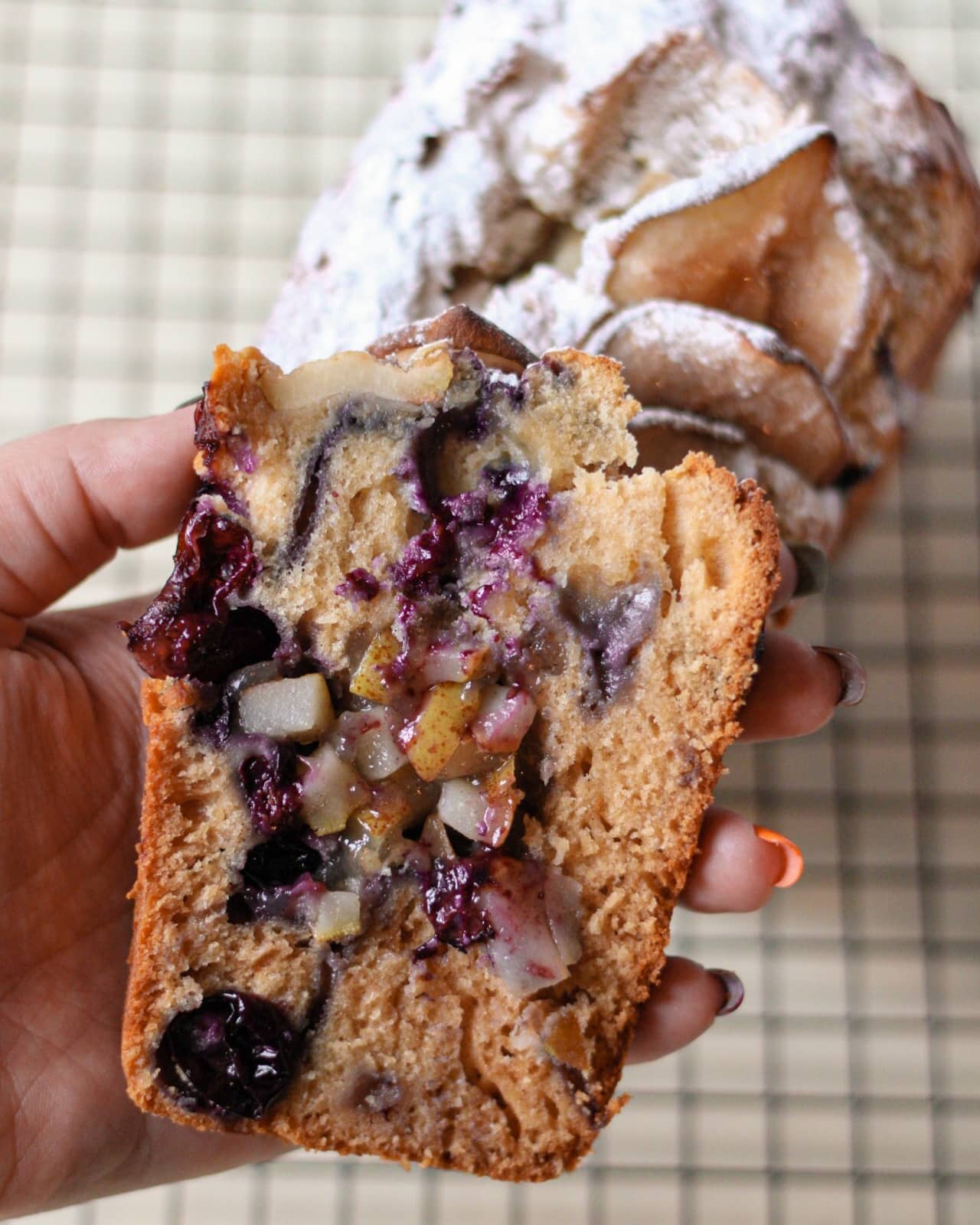 Blueberry & pear tea cake