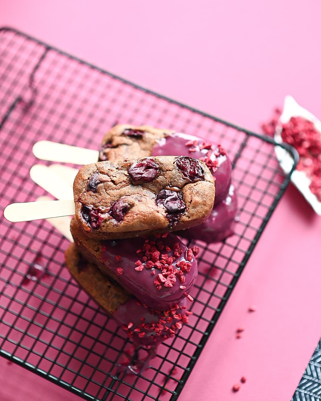 Brownie with cherries