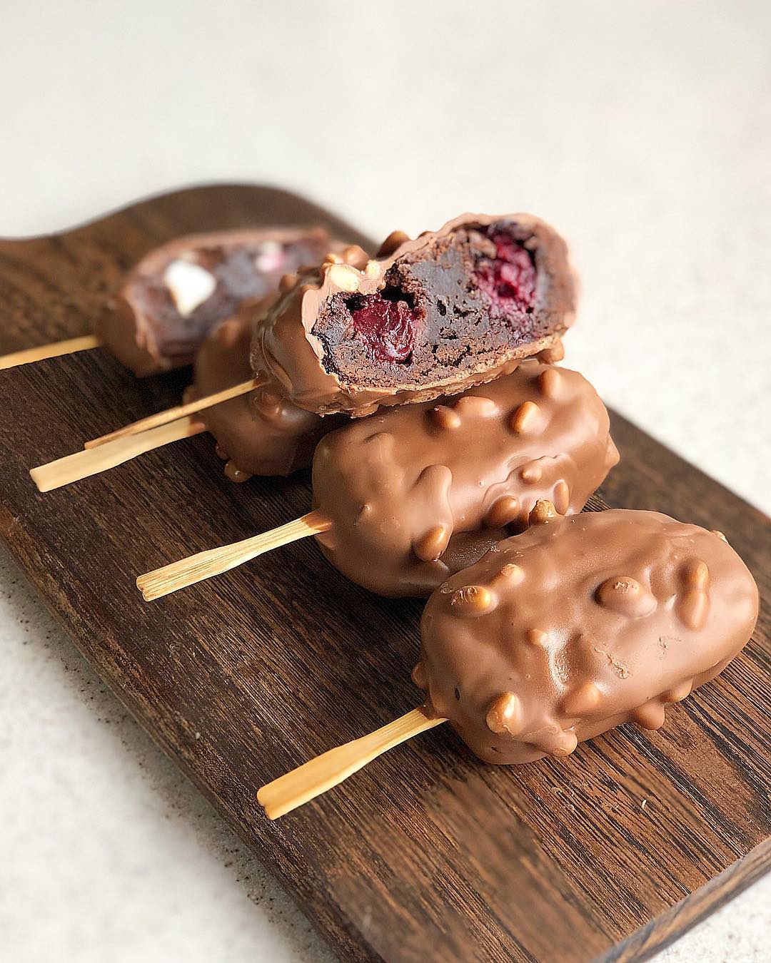 Cherry & cream cheese brownie pops