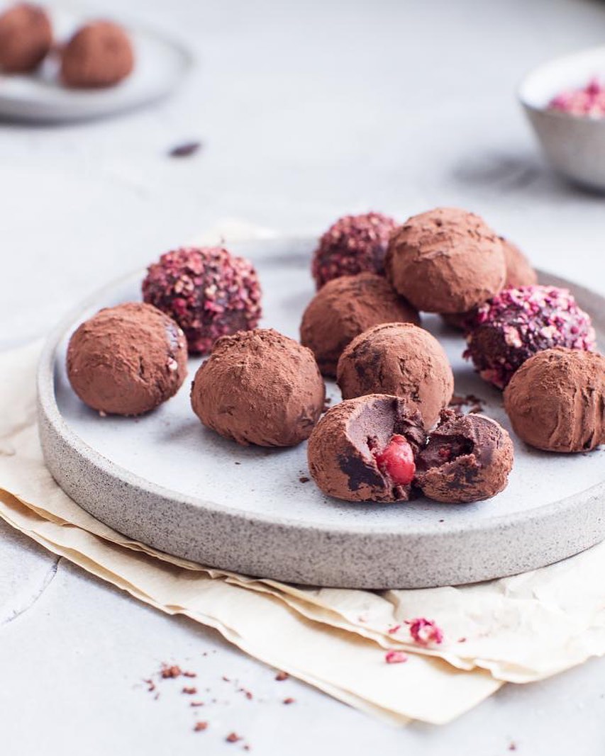 Cherry cognac truffles