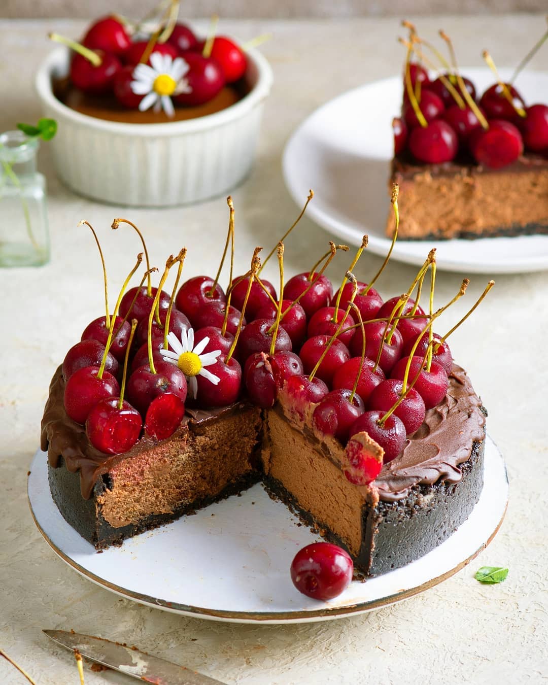 CHOCOLATE CHEESECAKE WITH CHERRY