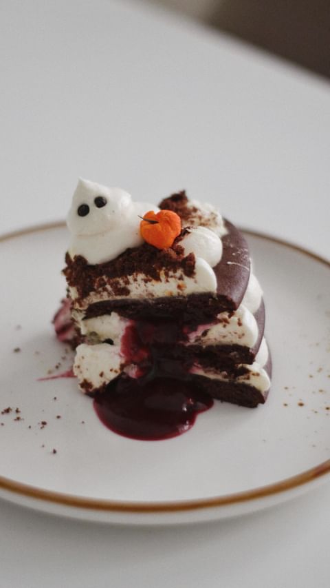 Chocolate Honey Cake with Cherry Filling for Halloween