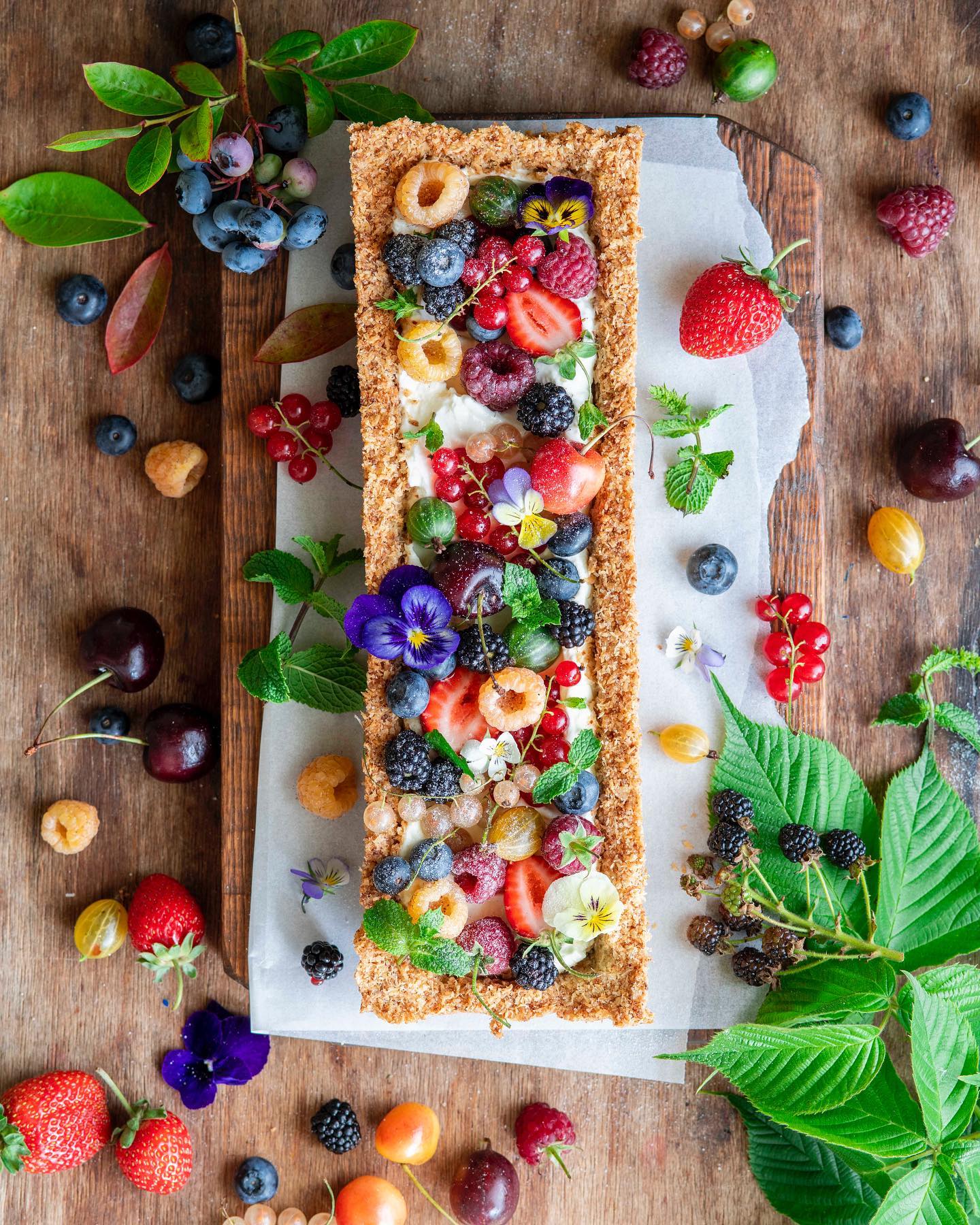 Crispy coconut & cream tart