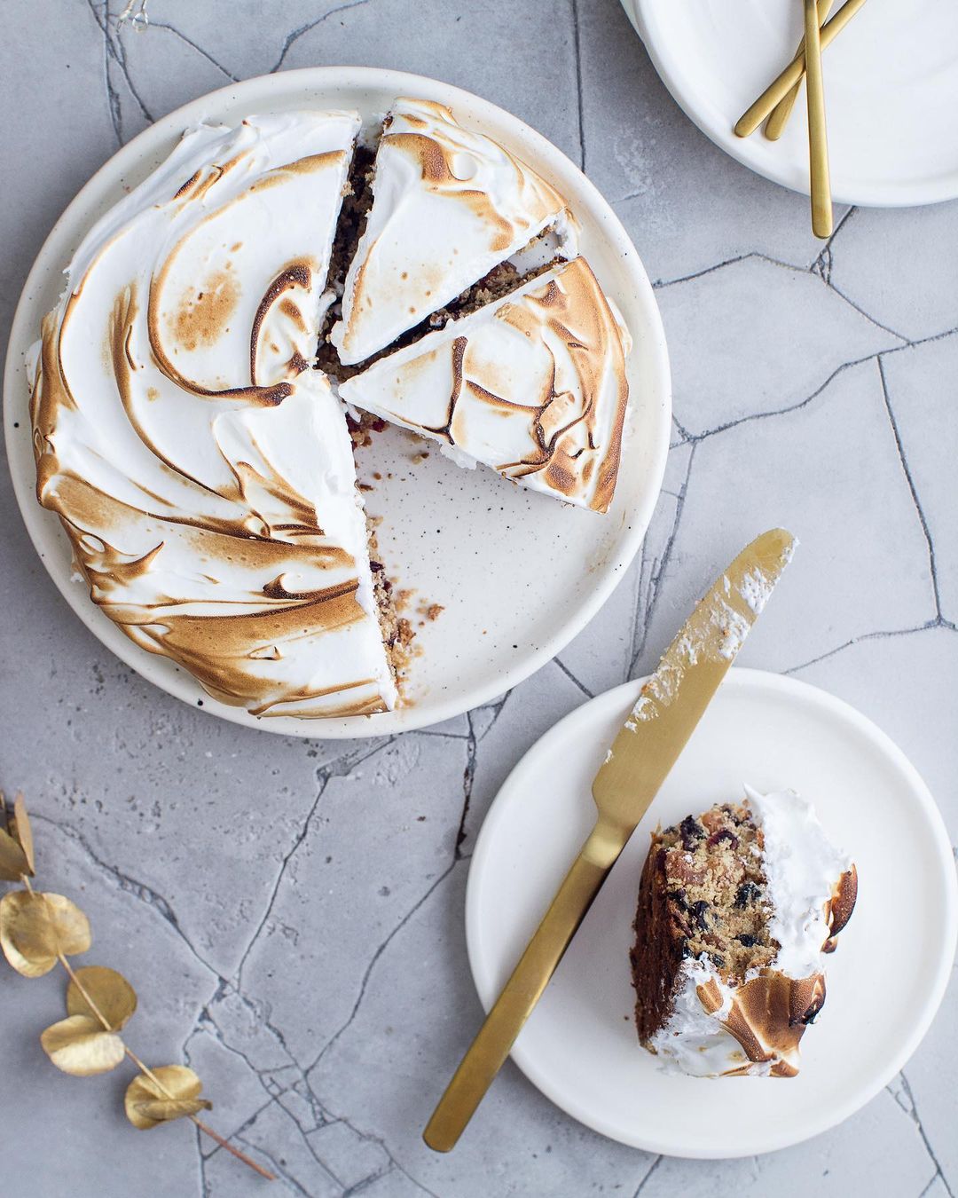 Fruitcake with meringue frosting