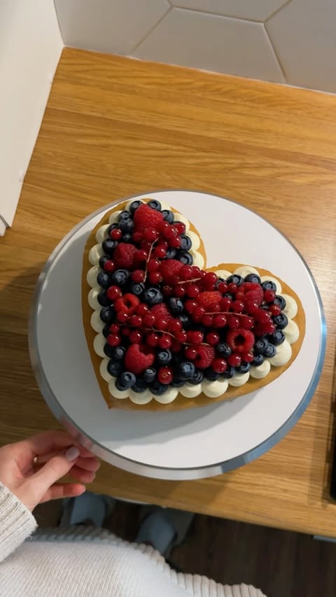 Heart-Shaped Honey Cake with Raspberry Filling