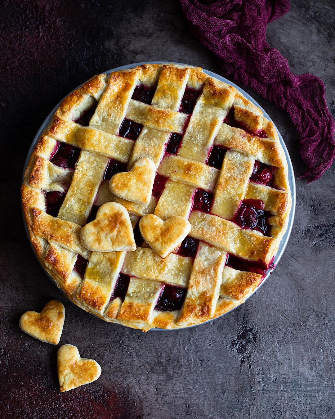 Juicy cherry pie with frozen berry filling