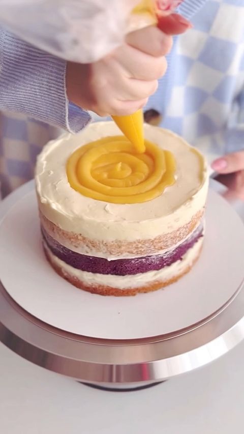 Lemon Blueberry Cake with Cheesecake Filling