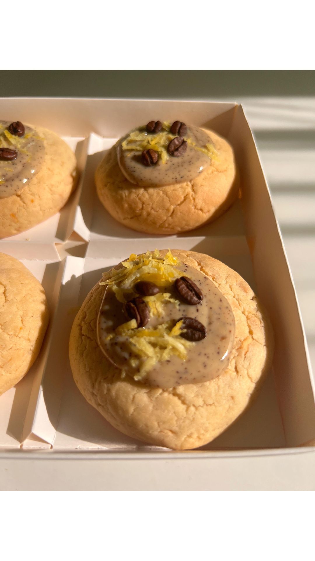 Lemon Coffee Cookies with White Chocolate Ganache