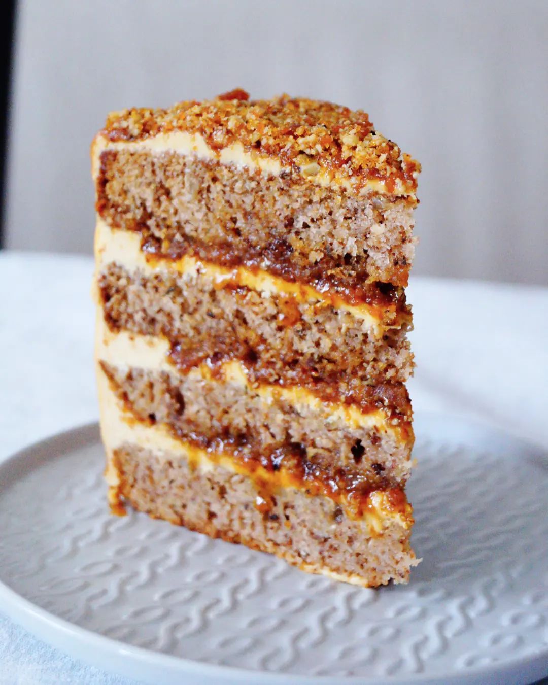 Nut, caramel & cognac cake